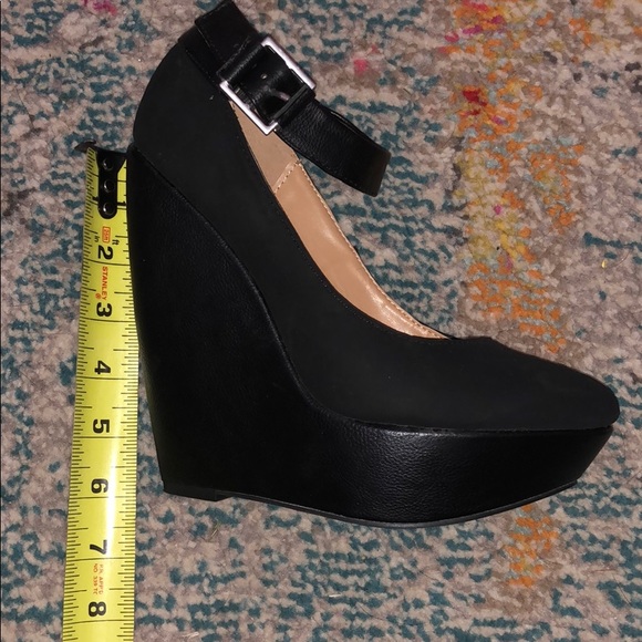 Black suede platform wedges - Picture 4 of 4